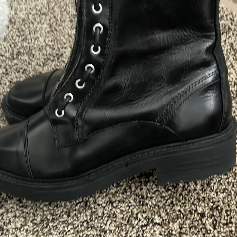 Allsaints Alaria Combat Leather Moto Black Boot, worn twice - Picture 7 of 9